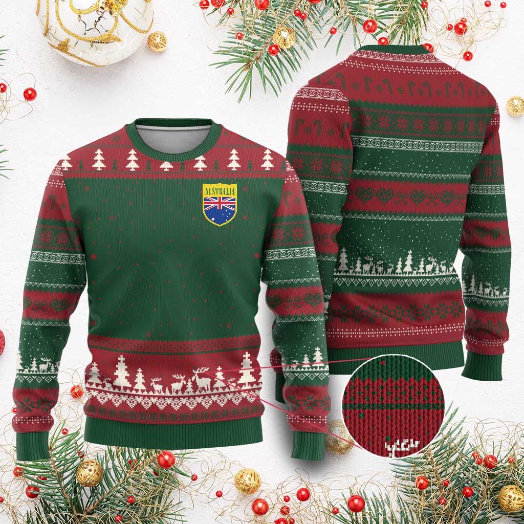 Australia Football Crest Australian Flag Pride Sporty Athletic Jersey Ugly Christmas Sweater