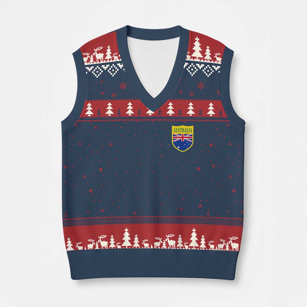 Australia Football Crest Australian Flag Pride Sporty Athletic Jersey V-Neck Knit Sweater Vest