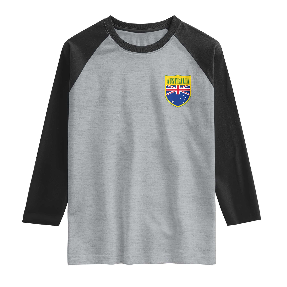 Australia Football Crest Australian Flag Pride Sporty Athletic Jersey Raglan Shirt
