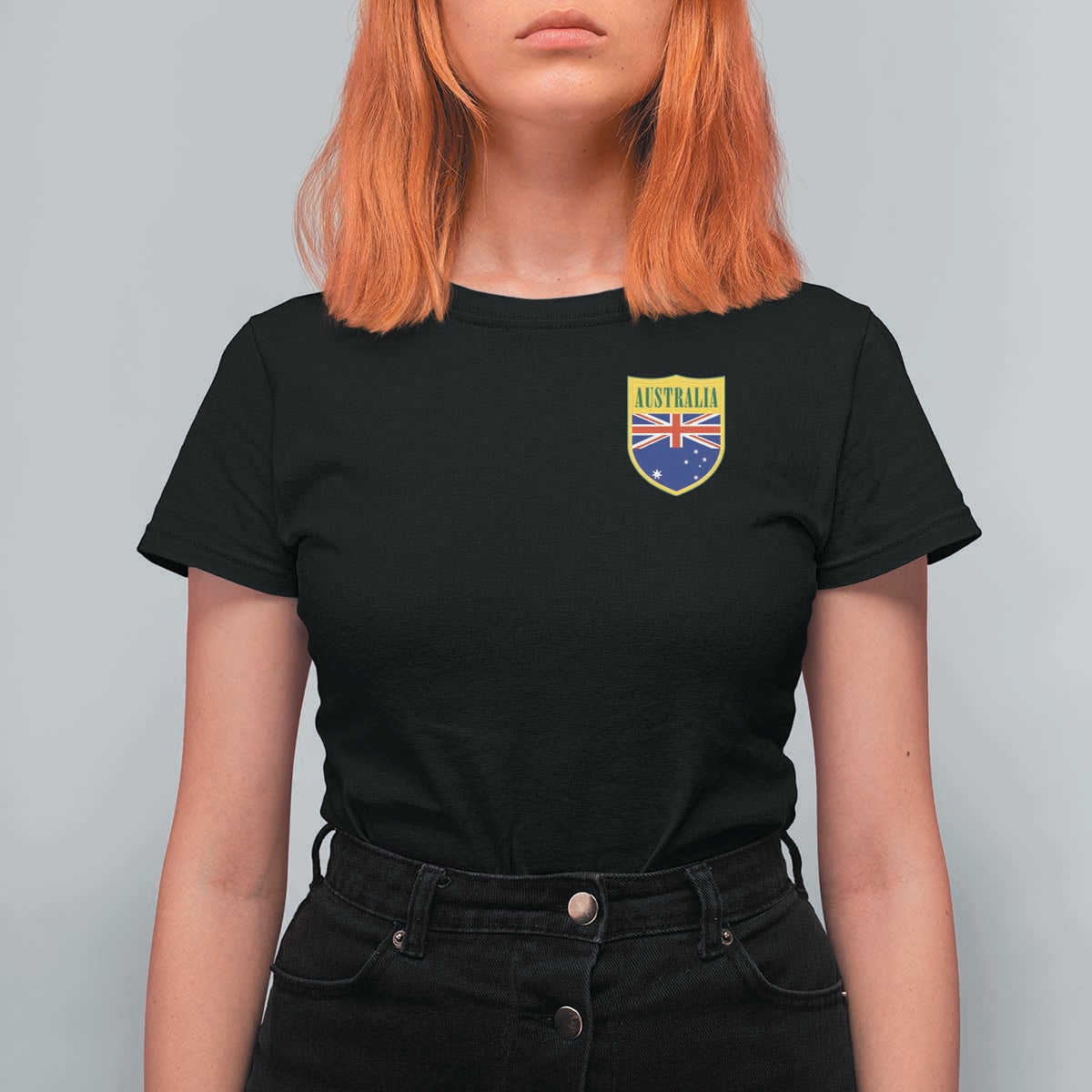 Australia Football Crest Australian Flag Pride Sporty Athletic Jersey T Shirt For Women