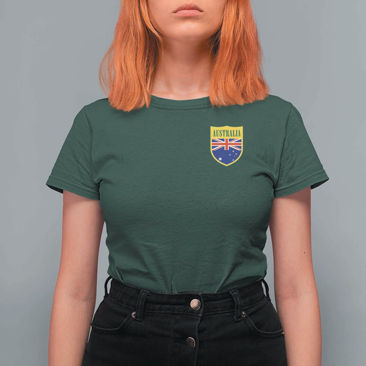 Australia Football Crest Australian Flag Pride Sporty Athletic Jersey T Shirt For Women