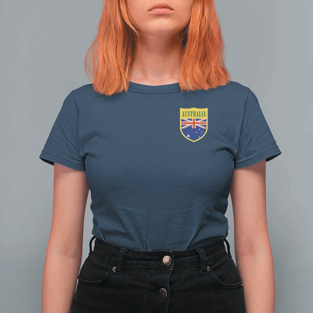 Australia Football Crest Australian Flag Pride Sporty Athletic Jersey T Shirt For Women