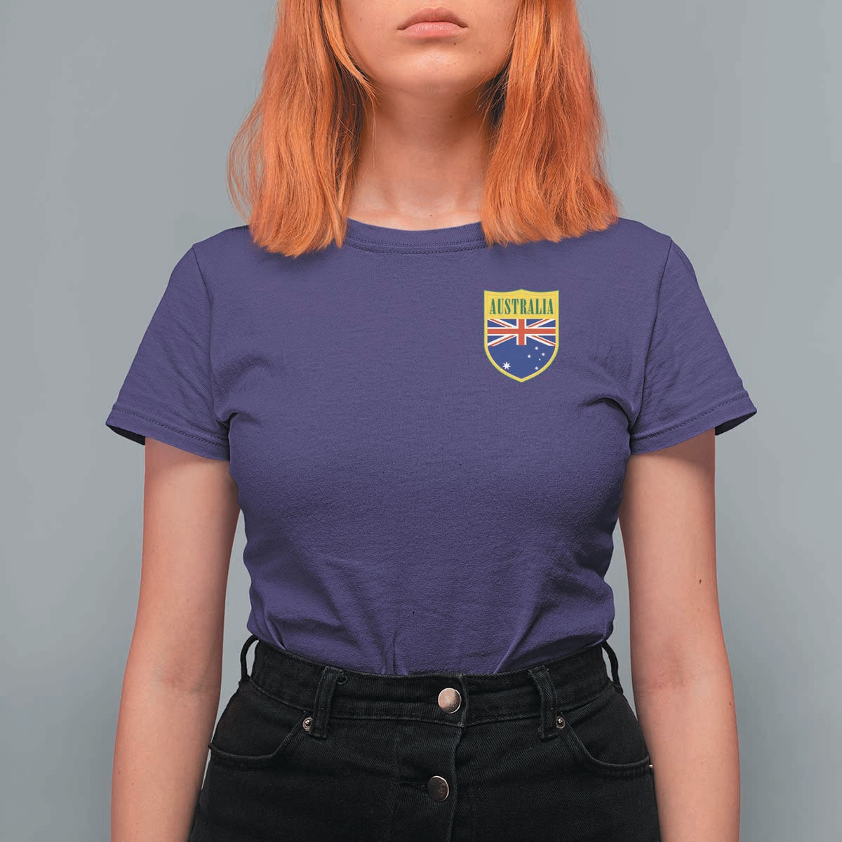 Australia Football Crest Australian Flag Pride Sporty Athletic Jersey T Shirt For Women