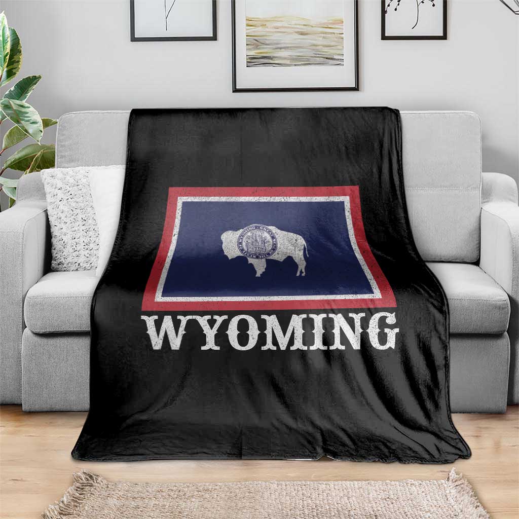 Vintage State of Wyoming Flag Bison Cheyenne Jackson Hole Throw Blanket
