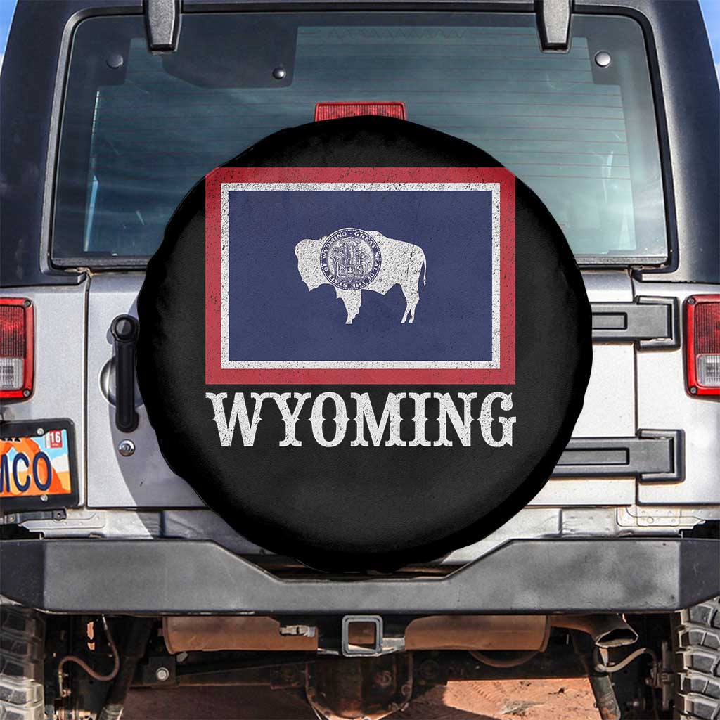 Vintage State of Wyoming Flag Bison Cheyenne Jackson Hole Spare Tire Cover