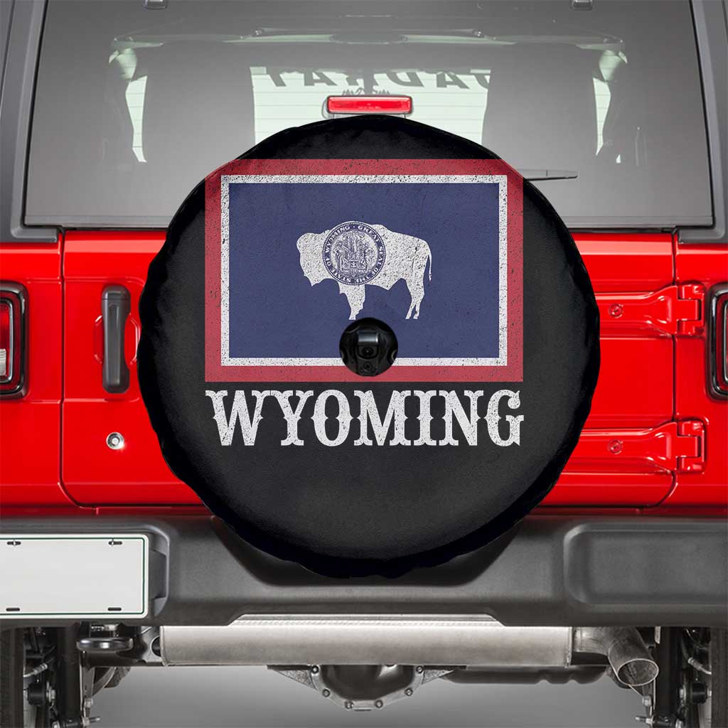 Vintage State of Wyoming Flag Bison Cheyenne Jackson Hole Spare Tire Cover