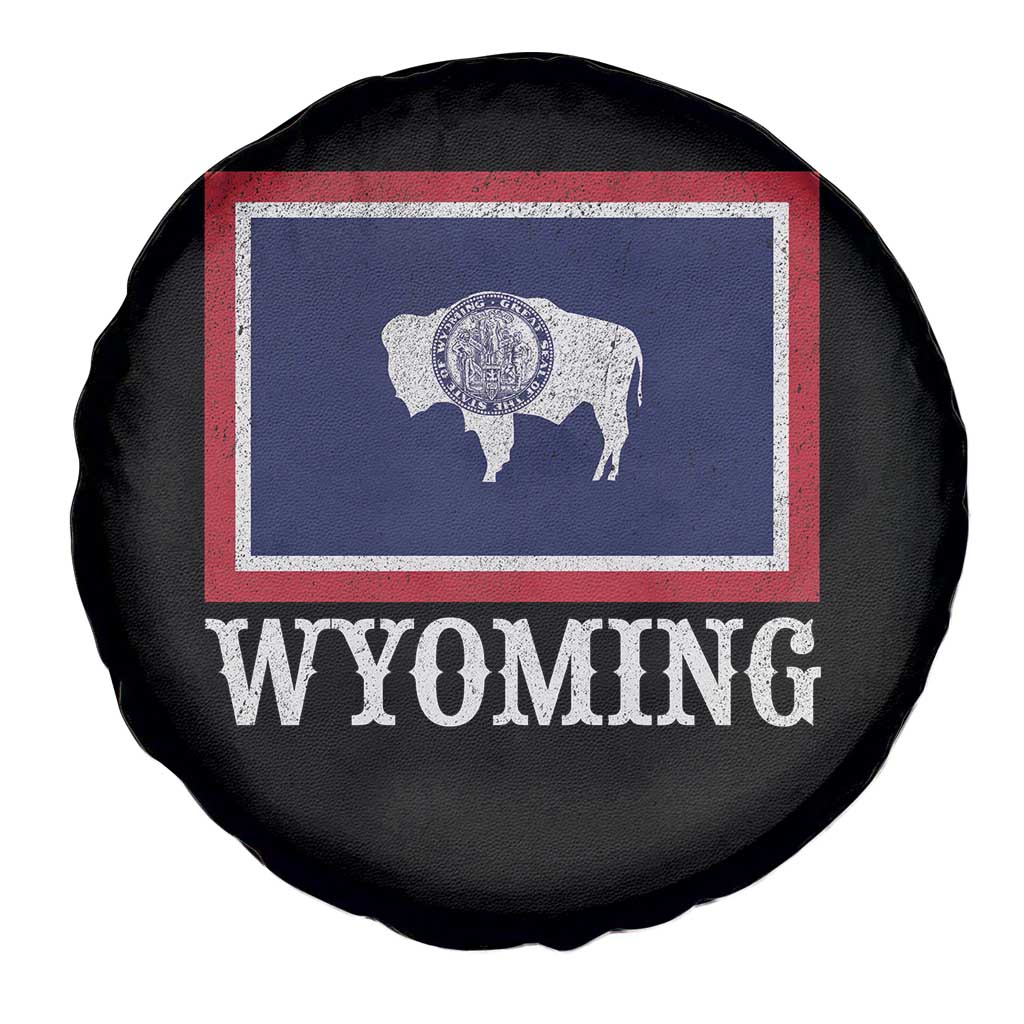 Vintage State of Wyoming Flag Bison Cheyenne Jackson Hole Spare Tire Cover