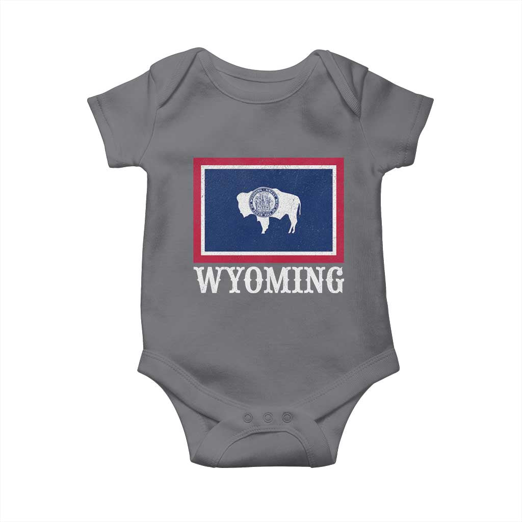 Vintage State of Wyoming Flag Bison Cheyenne Jackson Hole Baby Onesie