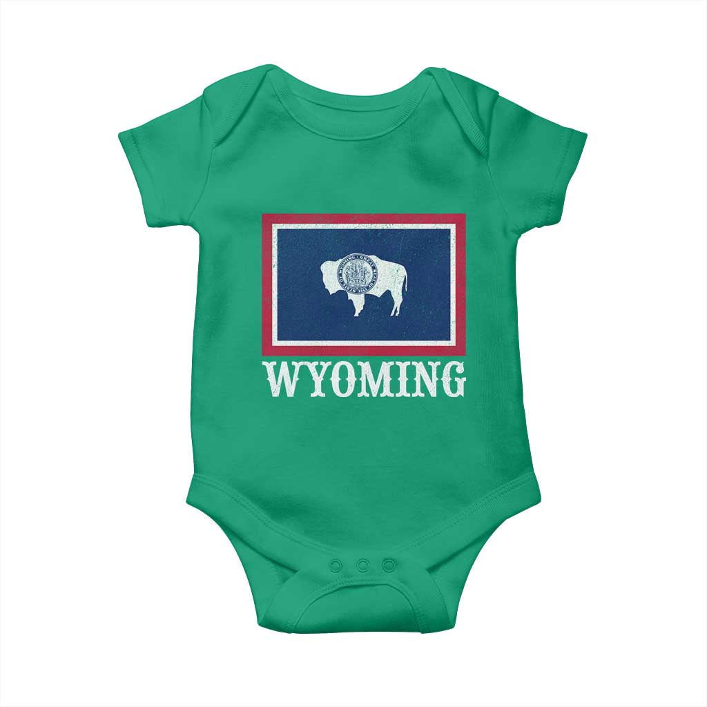 Vintage State of Wyoming Flag Bison Cheyenne Jackson Hole Baby Onesie