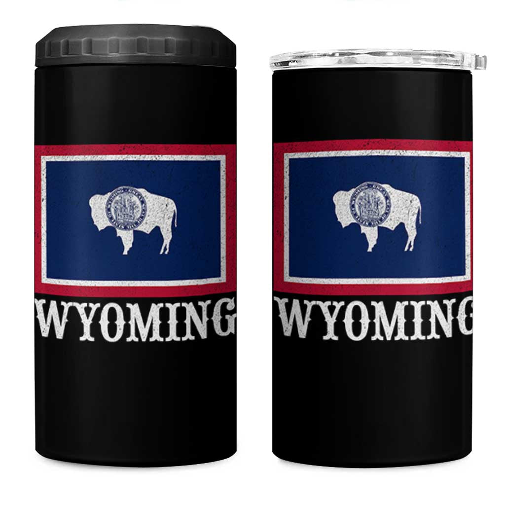 Vintage State of Wyoming Flag Bison Cheyenne Jackson Hole 4 in 1 Can Cooler Tumbler