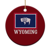 Vintage State of Wyoming Flag Bison Cheyenne Jackson Hole Ceramic Ornament