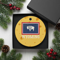 Vintage State of Wyoming Flag Bison Cheyenne Jackson Hole Ceramic Ornament