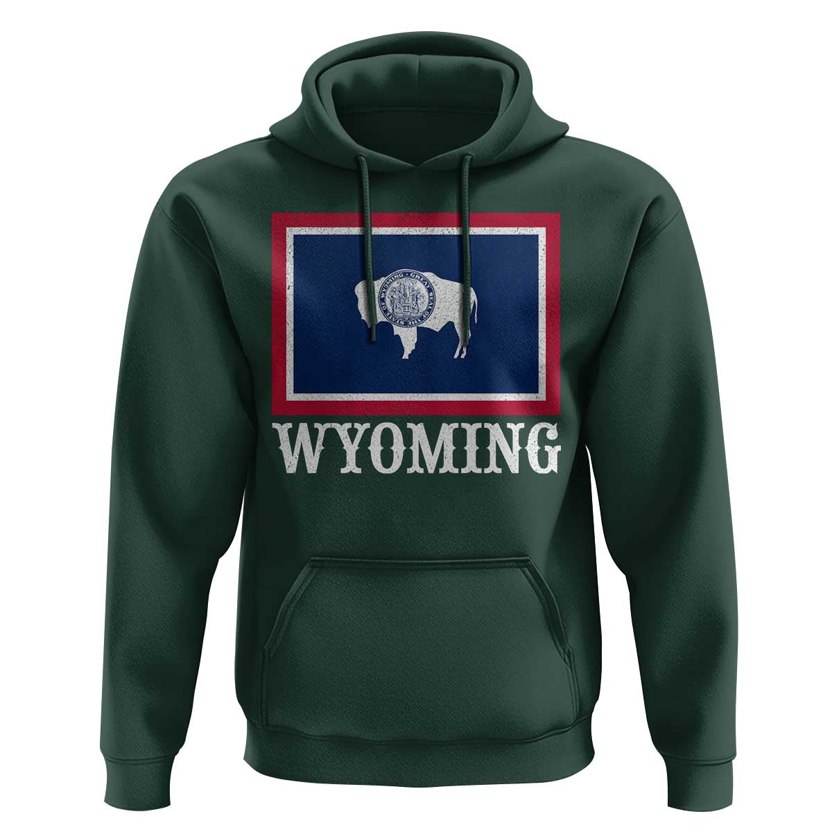 Vintage State of Wyoming Flag Bison Cheyenne Jackson Hole Hoodie