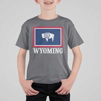 Vintage State of Wyoming Flag Bison Cheyenne Jackson Hole T Shirt For Kid