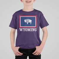 Vintage State of Wyoming Flag Bison Cheyenne Jackson Hole T Shirt For Kid