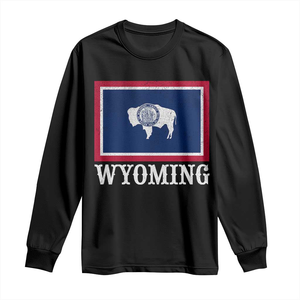 Vintage State of Wyoming Flag Bison Cheyenne Jackson Hole Long Sleeve Shirt