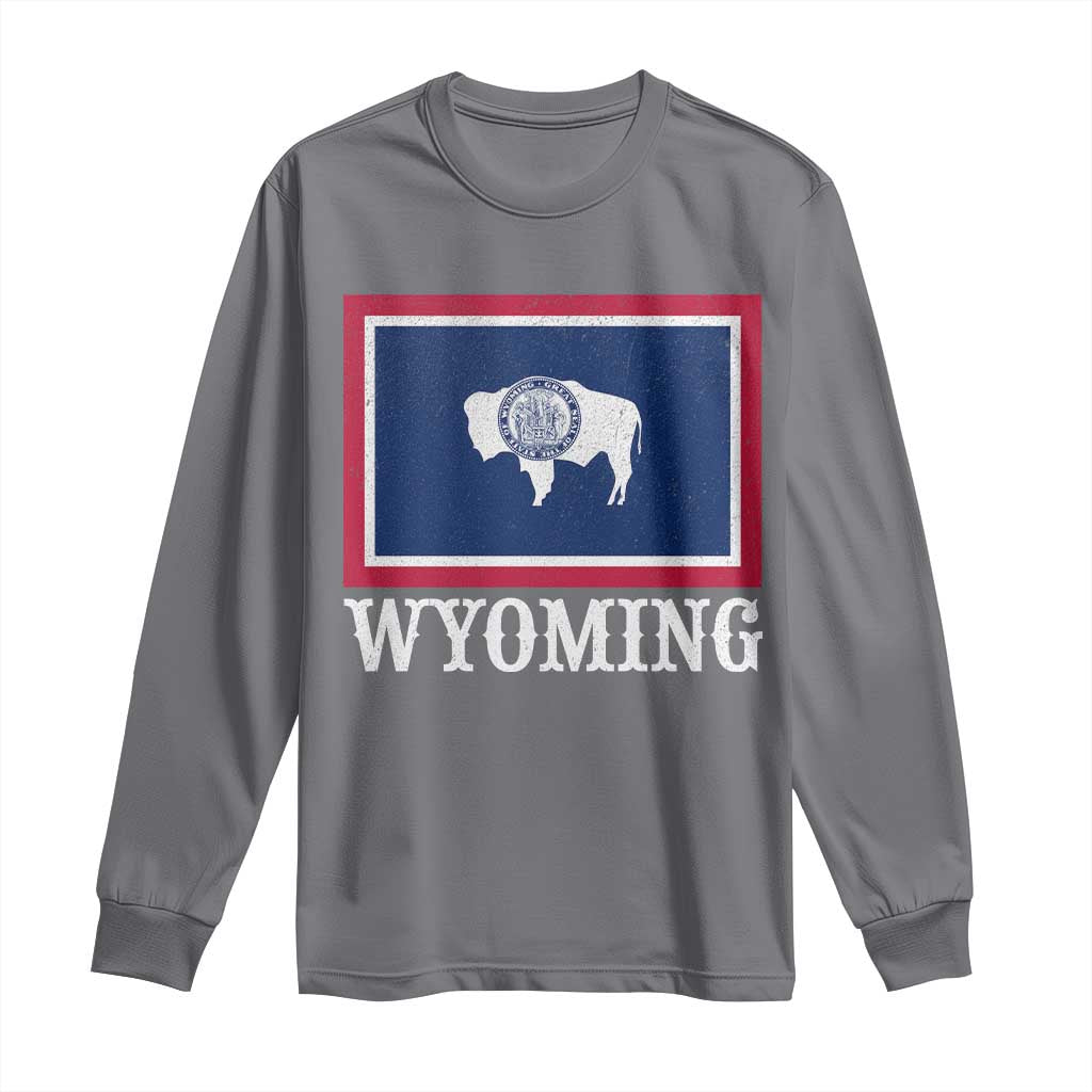 Vintage State of Wyoming Flag Bison Cheyenne Jackson Hole Long Sleeve Shirt