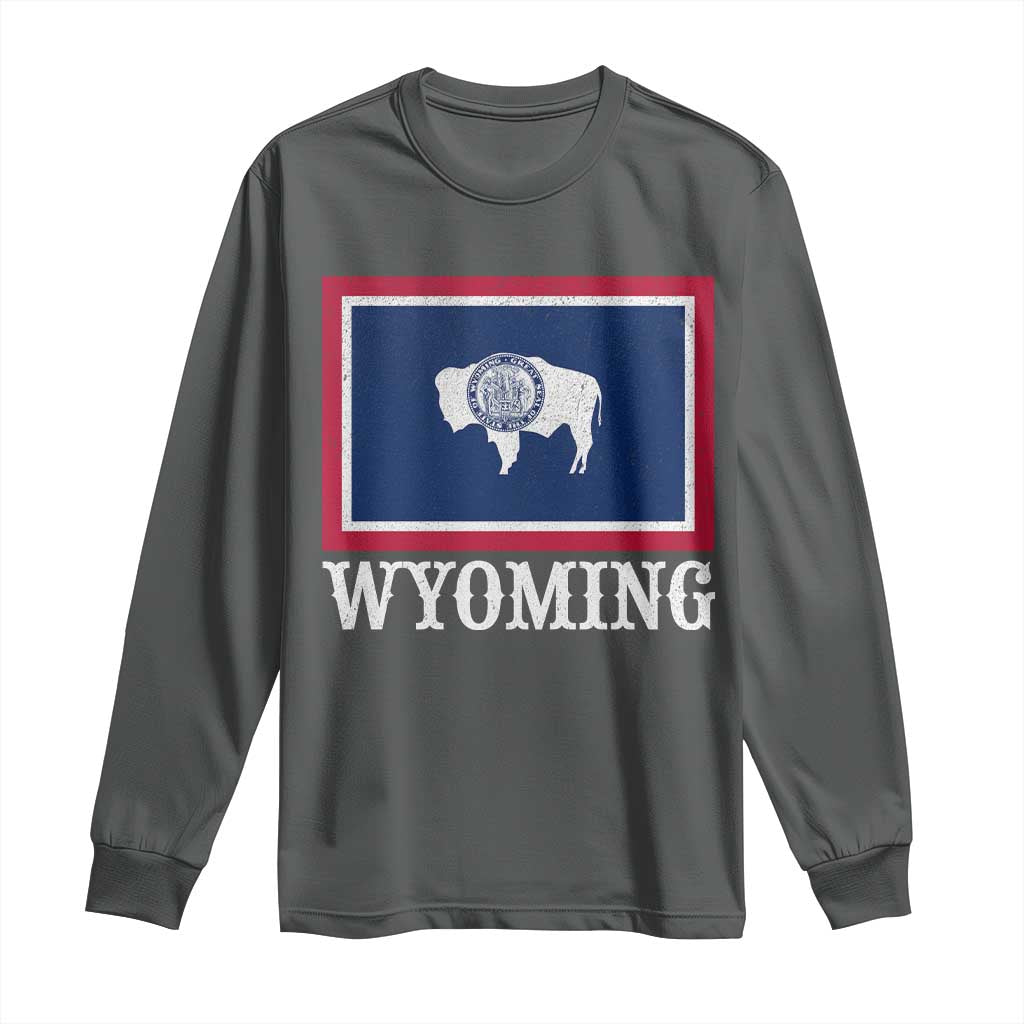 Vintage State of Wyoming Flag Bison Cheyenne Jackson Hole Long Sleeve Shirt