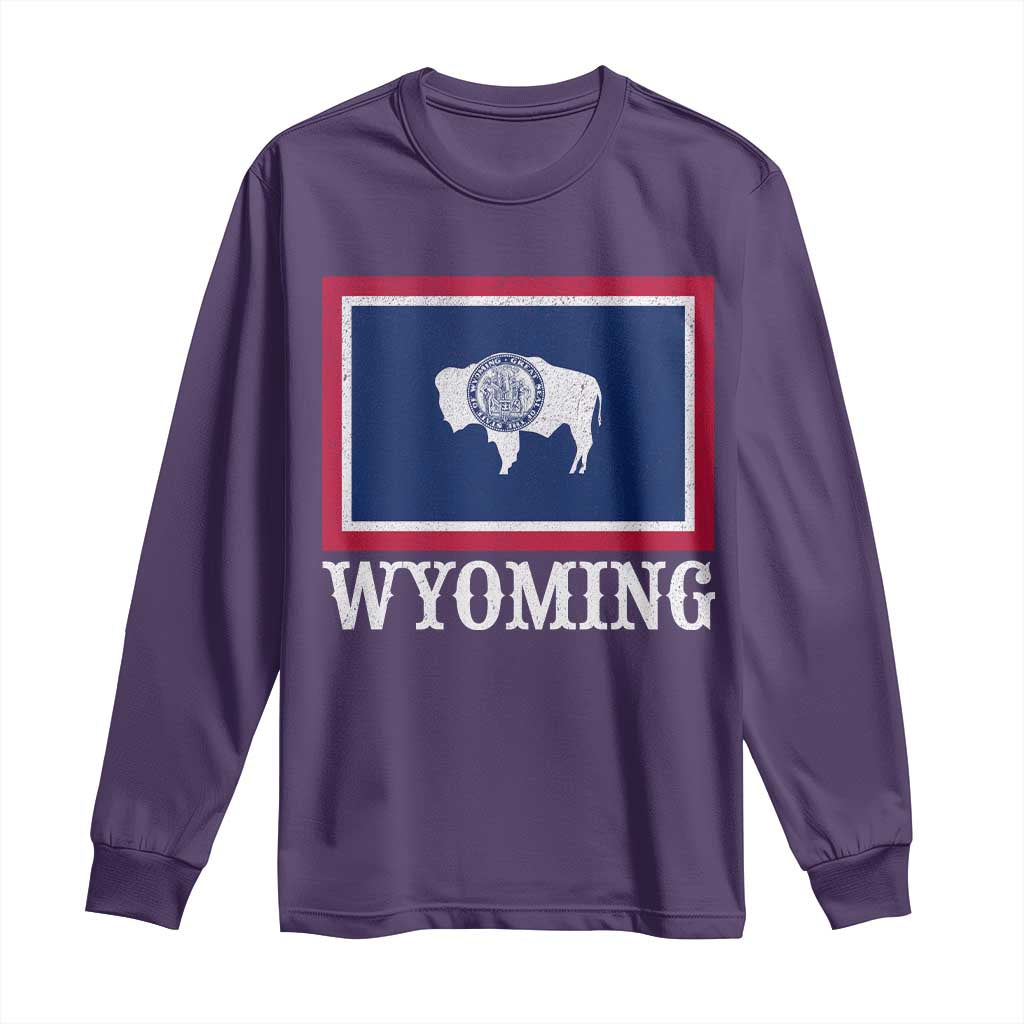 Vintage State of Wyoming Flag Bison Cheyenne Jackson Hole Long Sleeve Shirt
