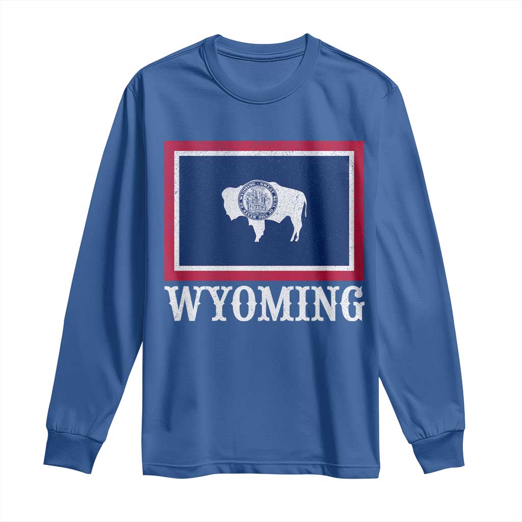 Vintage State of Wyoming Flag Bison Cheyenne Jackson Hole Long Sleeve Shirt