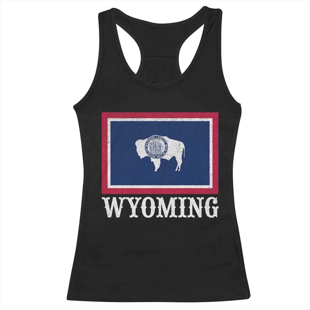 Vintage State of Wyoming Flag Bison Cheyenne Jackson Hole Racerback Tank Top