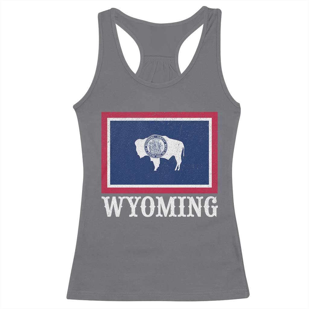 Vintage State of Wyoming Flag Bison Cheyenne Jackson Hole Racerback Tank Top