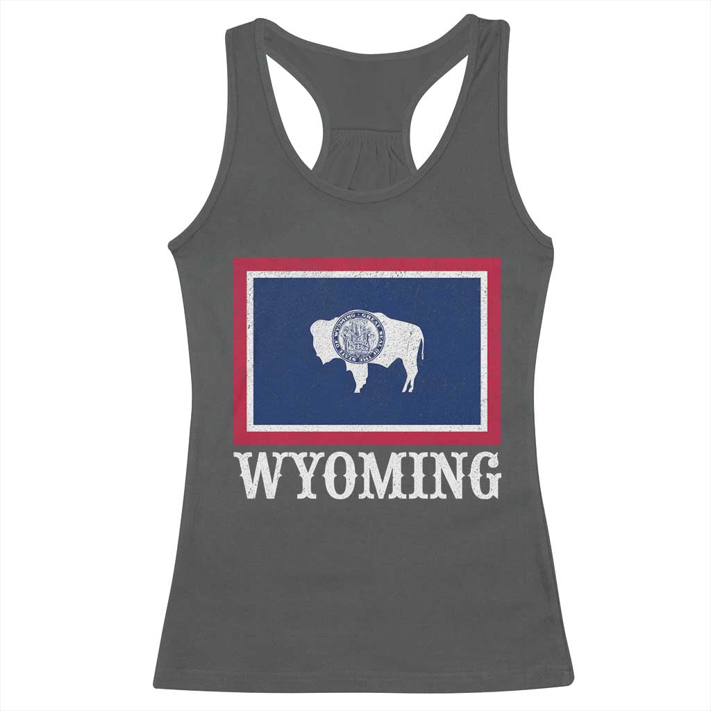 Vintage State of Wyoming Flag Bison Cheyenne Jackson Hole Racerback Tank Top