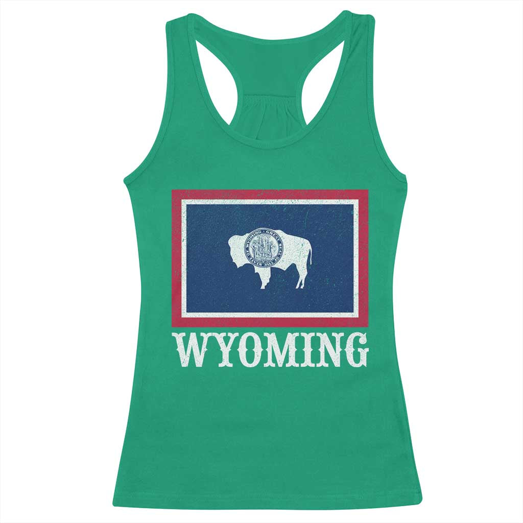 Vintage State of Wyoming Flag Bison Cheyenne Jackson Hole Racerback Tank Top
