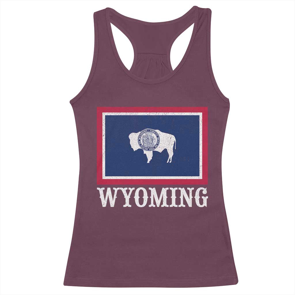 Vintage State of Wyoming Flag Bison Cheyenne Jackson Hole Racerback Tank Top