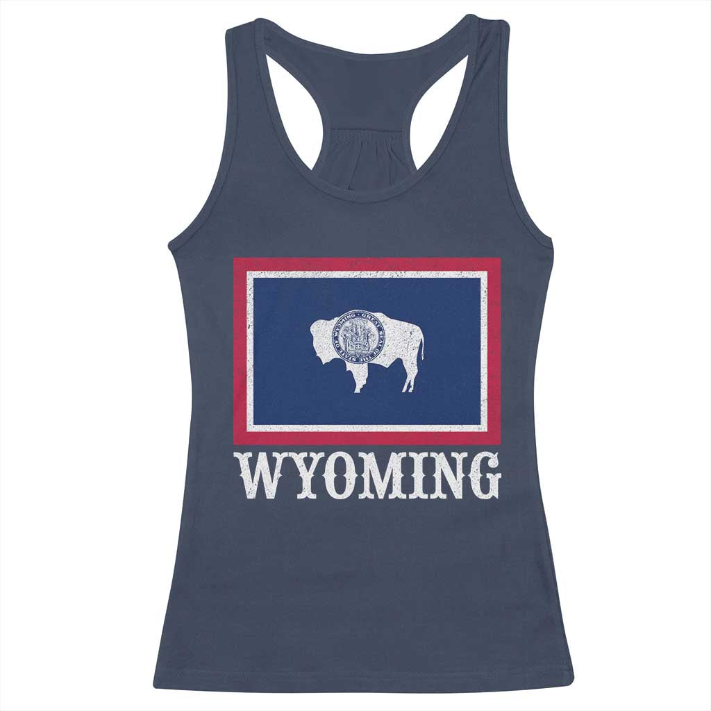 Vintage State of Wyoming Flag Bison Cheyenne Jackson Hole Racerback Tank Top