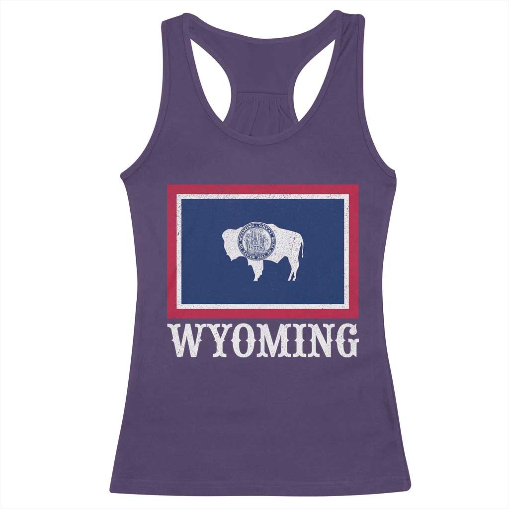 Vintage State of Wyoming Flag Bison Cheyenne Jackson Hole Racerback Tank Top