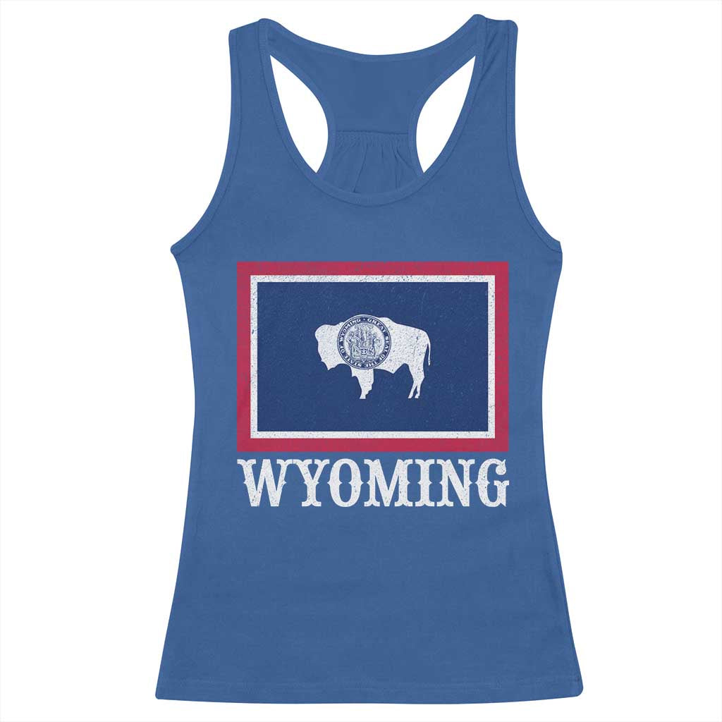 Vintage State of Wyoming Flag Bison Cheyenne Jackson Hole Racerback Tank Top