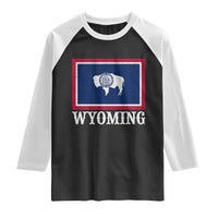 Vintage State of Wyoming Flag Bison Cheyenne Jackson Hole Raglan Shirt