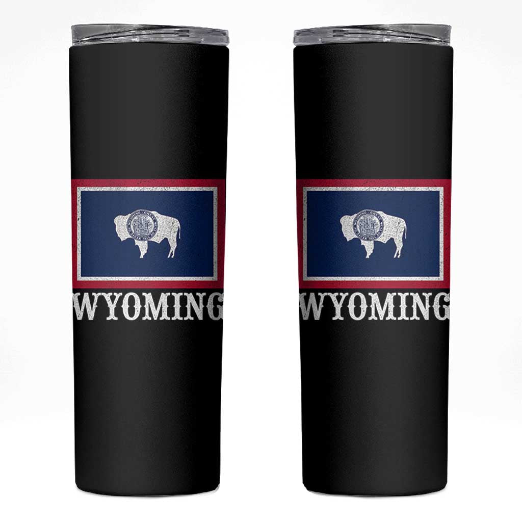 Vintage State of Wyoming Flag Bison Cheyenne Jackson Hole Skinny Tumbler