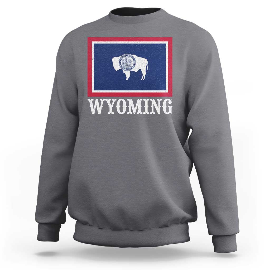 Vintage State of Wyoming Flag Bison Cheyenne Jackson Hole Sweatshirt