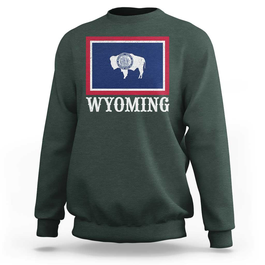 Vintage State of Wyoming Flag Bison Cheyenne Jackson Hole Sweatshirt
