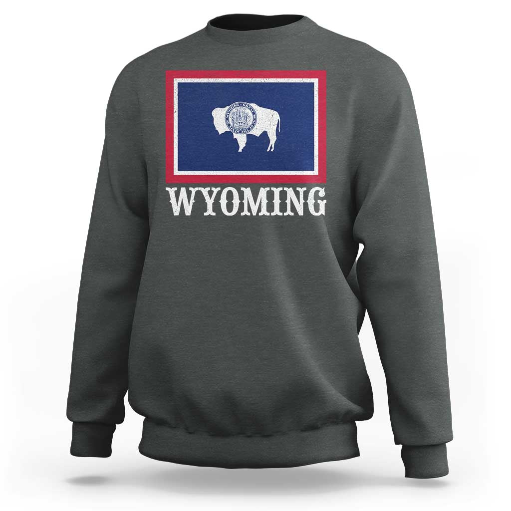 Vintage State of Wyoming Flag Bison Cheyenne Jackson Hole Sweatshirt