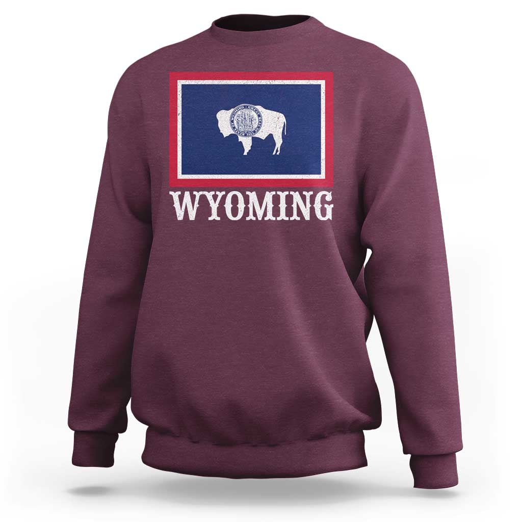 Vintage State of Wyoming Flag Bison Cheyenne Jackson Hole Sweatshirt