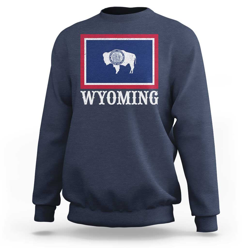 Vintage State of Wyoming Flag Bison Cheyenne Jackson Hole Sweatshirt