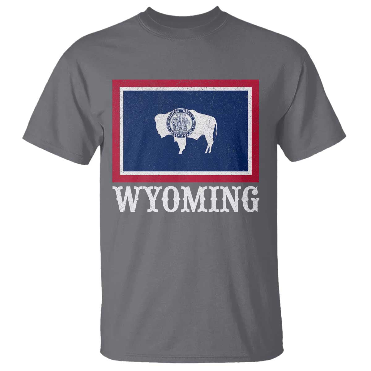 Vintage State of Wyoming Flag Bison Cheyenne Jackson Hole T Shirt