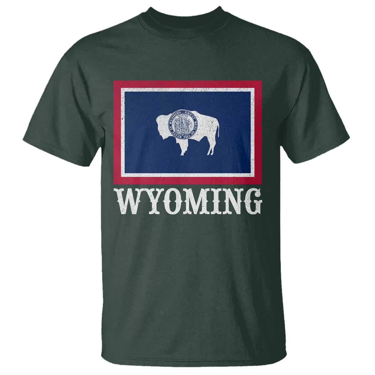 Vintage State of Wyoming Flag Bison Cheyenne Jackson Hole T Shirt