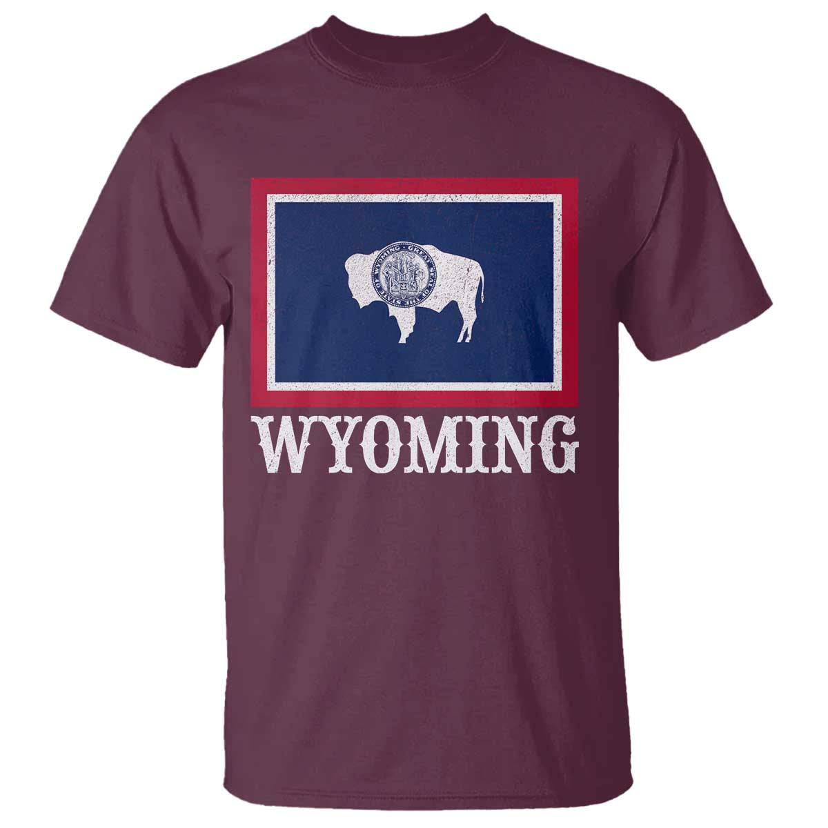 Vintage State of Wyoming Flag Bison Cheyenne Jackson Hole T Shirt