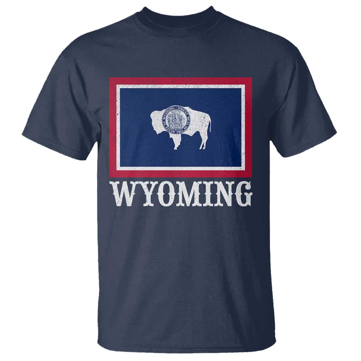 Vintage State of Wyoming Flag Bison Cheyenne Jackson Hole T Shirt
