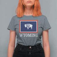 Vintage State of Wyoming Flag Bison Cheyenne Jackson Hole T Shirt For Women