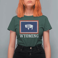 Vintage State of Wyoming Flag Bison Cheyenne Jackson Hole T Shirt For Women