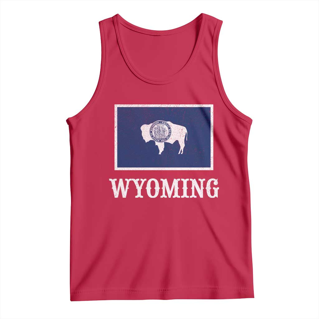 Vintage State of Wyoming Flag Bison Cheyenne Jackson Hole Tank Top