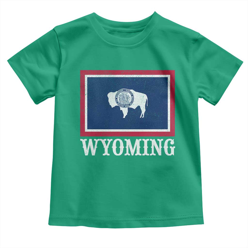 Vintage State of Wyoming Flag Bison Cheyenne Jackson Hole Toddler T Shirt
