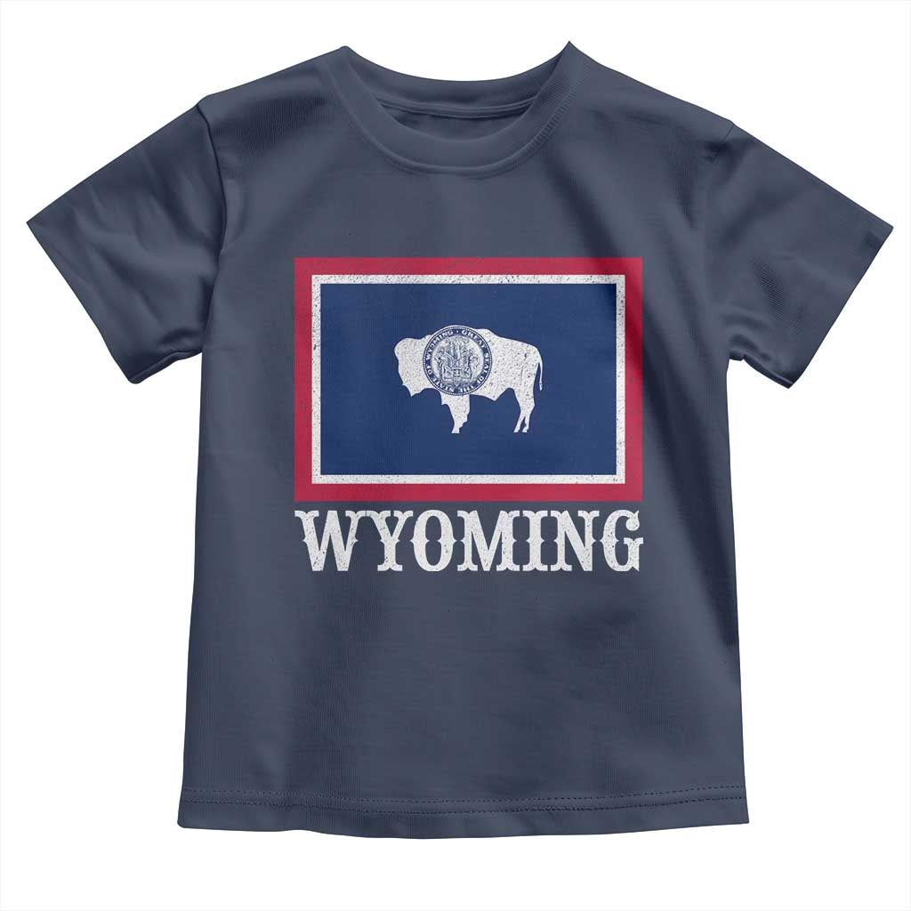 Vintage State of Wyoming Flag Bison Cheyenne Jackson Hole Toddler T Shirt