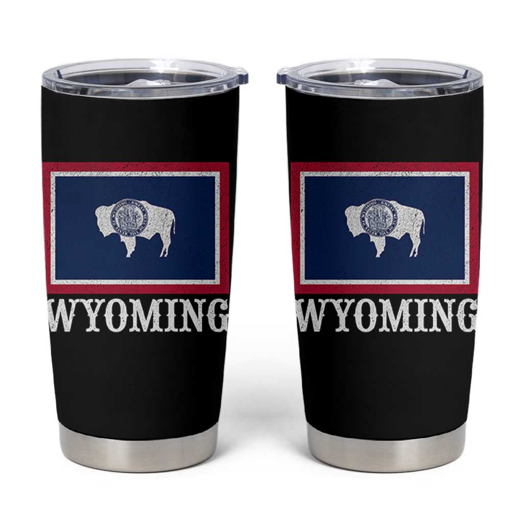 Vintage State of Wyoming Flag Bison Cheyenne Jackson Hole Tumbler Cup