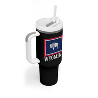 Vintage State of Wyoming Flag Bison Cheyenne Jackson Hole Tumbler With Handle